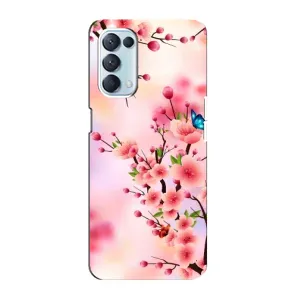 Чехол с принтом САКУРЫ на Oppo Reno5 4G (Бабочки на сакуре)