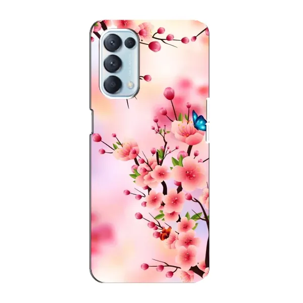 Чехол с рисунком «Бабочки на сакуре» для OPPO Reno5 4G Чехол с рисунком «Бабочки на сакуре» для OPPO Reno5 4G