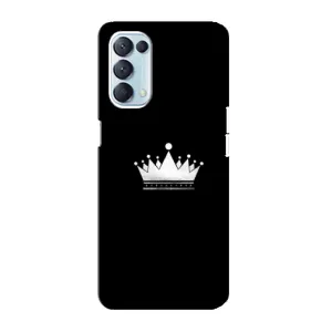 Чехол (Корона на чёрном фоне) для Оппо Рено 5 4G (Белая корона)