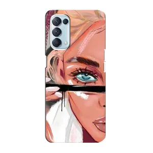 Силиконовый Чехол на Oppo Reno5 4G с картинкой Стильных Девушек (Девушка и ресницы)