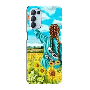 Чехол Стильные девушки на Oppo Reno5 4G (Девушка на поле)