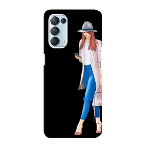 Чехол с картинкой Модные Девчонки Oppo Reno5 4G (Девушка со смартфоном)