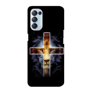 Чехлы для Оппо Рено 5 4G (Крест Иисуса) (Иисус Лев)