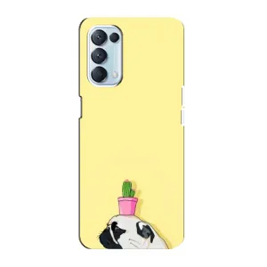Бампер для Oppo Reno5 4G с картинкой "Песики" (Кактус на голове)