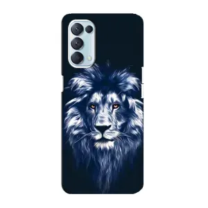 Чехол с картинкой на Oppo Reno5 4G (Лев - синий)