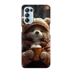 Печатный чехол «Зверята с кофе» для Oppo Reno5 4G (Медвежонок с кофе)