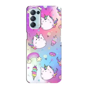 Чехол Unicorn на Oppo Reno5 4G (Радуга и Единорог)