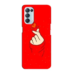 Чехлы (Знак сердечка) на Oppo Reno5 4G (Сердце на красном)