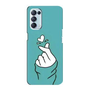 Чехлы (Знак сердечка) на Oppo Reno5 4G (Сердечко на бирюзовом)