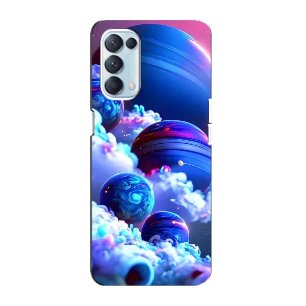 Чехол с рисунком «Синие планеты» для OPPO Reno5 4G