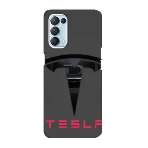 Силиконовый бампер с картинкой машины на Oppo Reno5 4G (Logo TESLA)