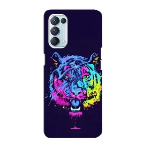 Силиконовый бампер с картинкой животных для Oppo Reno5 4G (Тигр-Арт)