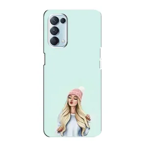 Силиконовый Чехол на Oppo Reno5 4G с картинкой Стильных Девушек (В шапке)