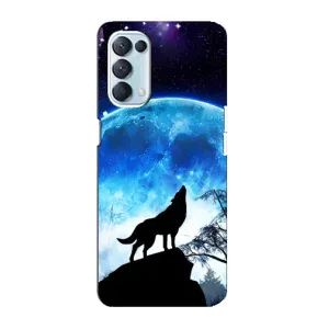 Чехол с Волком на Oppo Reno5 4G (Воет на луну)