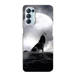 Чехол с Волком на Oppo Reno5 4G (Волк и луна)
