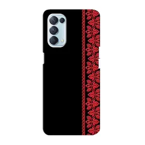Силиконовый Чехол на Oppo Reno5 4G с картинкой Вышиванки (Вышиванка на черном)