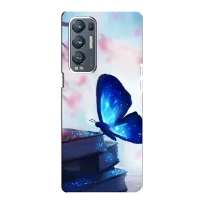 Силиконовый бампер с картинкой животных для Oppo Reno5 Pro Plus 5G (Бабочка синяя)