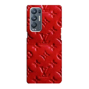 Текстурный Чехол Louis Vuitton для Оппо Рено 5 Про Плюс 5G (Красный ЛВ)