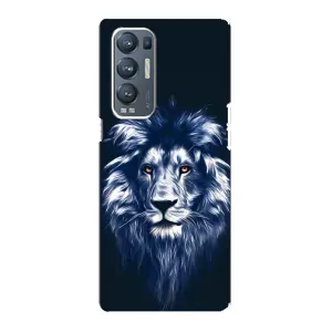 Чехол с картинкой на Oppo Reno5 Pro Plus 5G (Лев - синий)