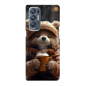 Печатный чехол «Зверята с кофе» для Oppo Reno5 Pro Plus 5G (Медвежонок с кофе)