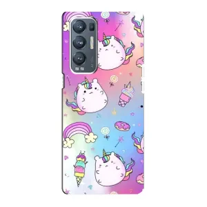 Чехол Unicorn на Oppo Reno5 Pro Plus 5G (Радуга и Единорог)