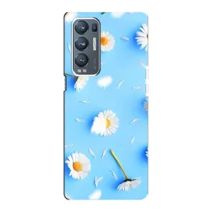 Чехол с Цветами для Oppo Reno5 Pro Plus 5G (ромашки на голубом)