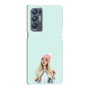 Силіконовый Чохол на Oppo Reno5 Pro Plus 5G з картинкой Модных девушек (В шапці)