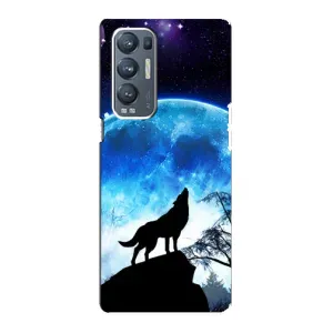 Чехол с Волком на Oppo Reno5 Pro Plus 5G (Воет на луну)