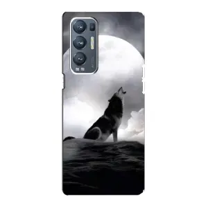 Чехол с Волком на Oppo Reno5 Pro Plus 5G (Волк и луна)