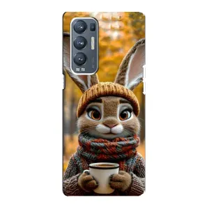 Печатный чехол «Зверята с кофе» для Oppo Reno5 Pro Plus 5G (Зайчик с кофе)