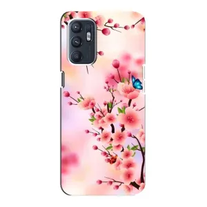 Чехол с принтом САКУРЫ на Oppo Reno6 4G (Бабочки на сакуре)