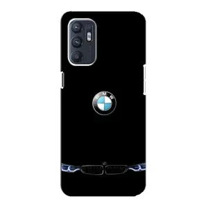 Силиконовый бампер с картинкой машины на Oppo Reno6 4G (Черный BMW)