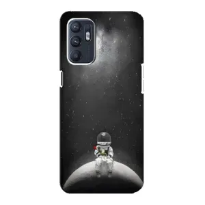 Силиконовый Чехол с принтом "Космонавты" на Oppo Reno6 4G (Космонавт романтик)