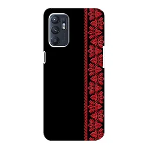 Силиконовый Чехол на Oppo Reno6 4G (Красная Вышиванка)