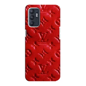 Текстурный Чехол Louis Vuitton для Оппо Рено 6 (Красный ЛВ)