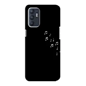 Чехол с картинками на черном фоне для Oppo Reno6 4G (Ноты)