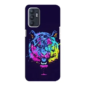 Силіконовий бампер з картинкою звірів для Oppo Reno6 4G (Тигр-Арт)