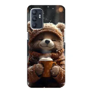 Печатный чехол «Зверята с кофе» для Oppo Reno6 5G (Медвежонок с кофе)