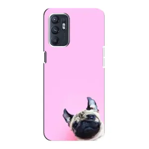 Бампер для Oppo Reno6 5G с картинкой "Песики" (Собака на розовом)