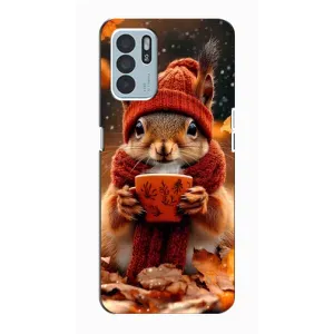 Друкований чохол 'Звірята з кавою' для Oppo Reno6 Z (Білка з кавою)