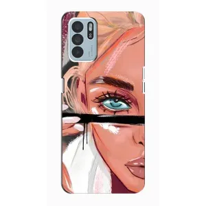 Силиконовый Чехол на Oppo Reno6 Z с картинкой Стильных Девушек (Девушка и ресницы)