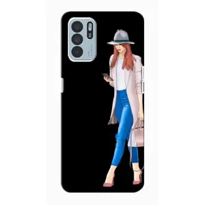 Чехол с картинкой Модные Девчонки Oppo Reno6 Z (Девушка со смартфоном)