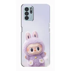 Чехол с принтом Лабубу для Oppo Reno6 Z (Фиолетовый Лабубу)