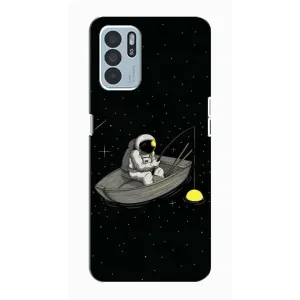 Силиконовый Чехол с принтом "Космонавты" на Oppo Reno6 Z (Космонавт на рыбалке)