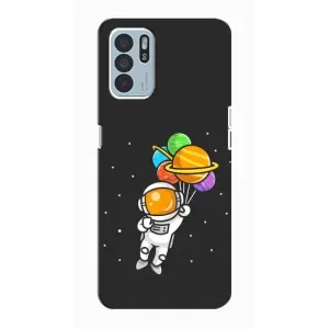Силиконовый Чехол с принтом "Космонавты" на Oppo Reno6 Z (Космонавт с шариками)
