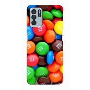 Чехол с изображением вкусной еды для Oppo Reno6 Z (Разноцветные M&M'S)