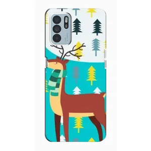 Силіконовий бампер з картинкою звірів для Oppo Reno6 Z (Олень із шарфом)