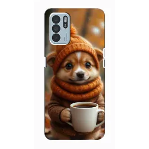 Друкований чохол 'Звірята з кавою' для Oppo Reno6 Z (Песик з кавою)
