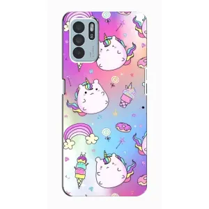 Чехол Unicorn на Oppo Reno6 Z (Радуга и Единорог)
