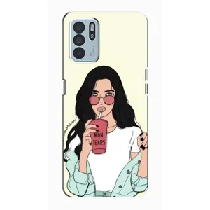 Силиконовый Чехол на Oppo Reno6 Z с картинкой Стильных Девушек (С напитком)